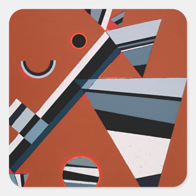 Sticker Carré Gris de Kandinsky Peinture Abstraite Art moderne (Devant)