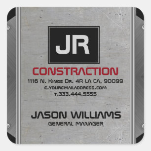 Sticker Carré Gris Métallurgique Grungy Texture Accent Noir