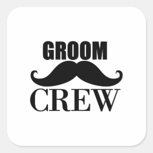 Sticker Carré Groom Crew Bachelor Party Mariage Black Cadeau