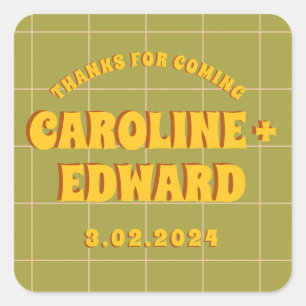 Sticker Carré Groovy Gras Vert Jaune Rouge Funky 