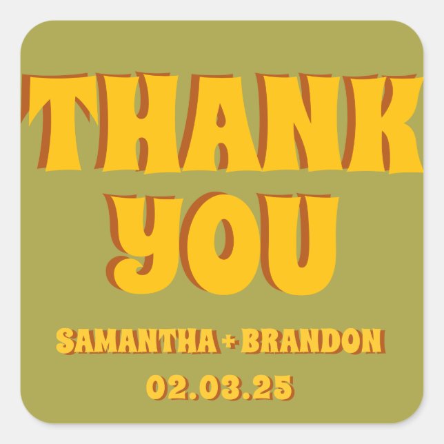 Sticker Carré Groovy Gras Vert Jaune Rouge Funky  (Devant)