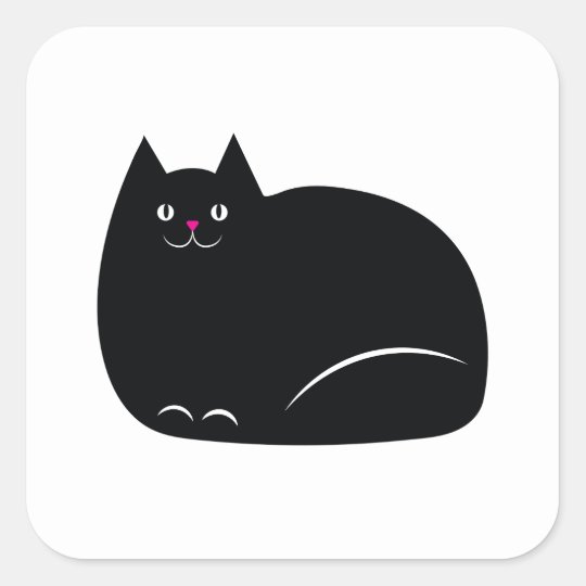 Sticker Carre Gros Chat Noir Zazzle Fr