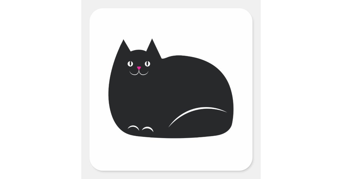 Sticker Carre Gros Chat Noir Zazzle Fr