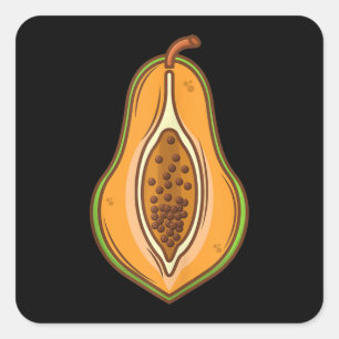 Sticker Carré Gros Costume Papaya Cute Easy Halloween Cosplay