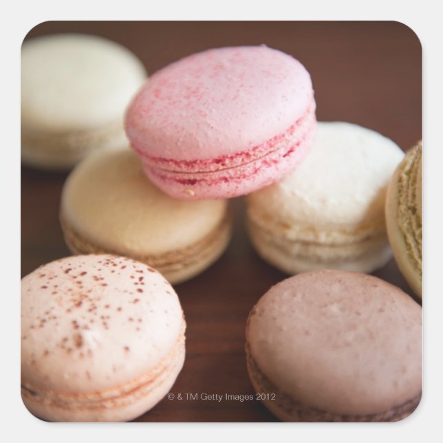 Sticker Carré Gros plan des Macarons (Devant)