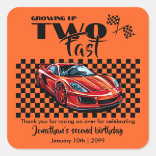 Sticker Carré Grossissant Jusqu'À Rapide 2e anniversaire voiture