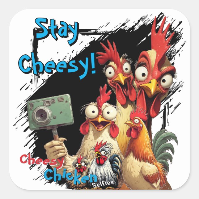 Sticker Carré "Group Selfie Sticker" Chessy Chicken Selfies (Devant)