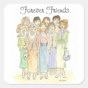 Sticker Carré Groupe Dames Amis Forever