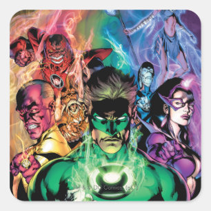 Sticker Carré Groupe de Lantern Corps aux couleurs