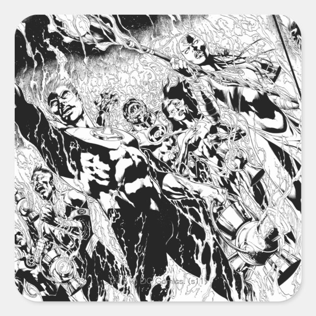 Sticker Carré Groupe de lanternes vertes (Devant)