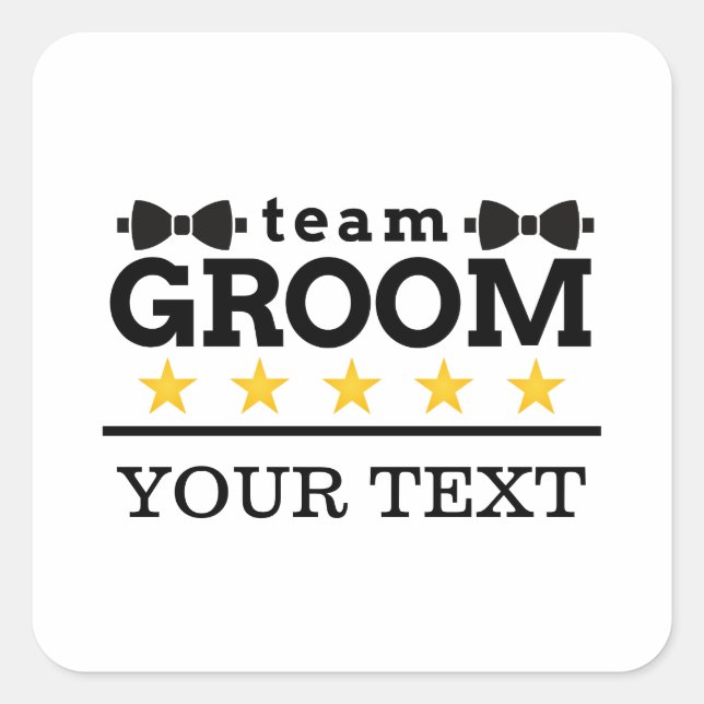 Sticker Carré Groupe d'équipe | Groomsman | Licence | Blanc noir (Devant)