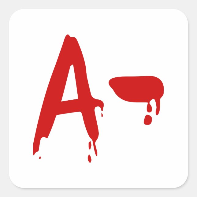 Sticker Carré Groupe sanguin A - Hôpital d'horreur négatif (Devant)