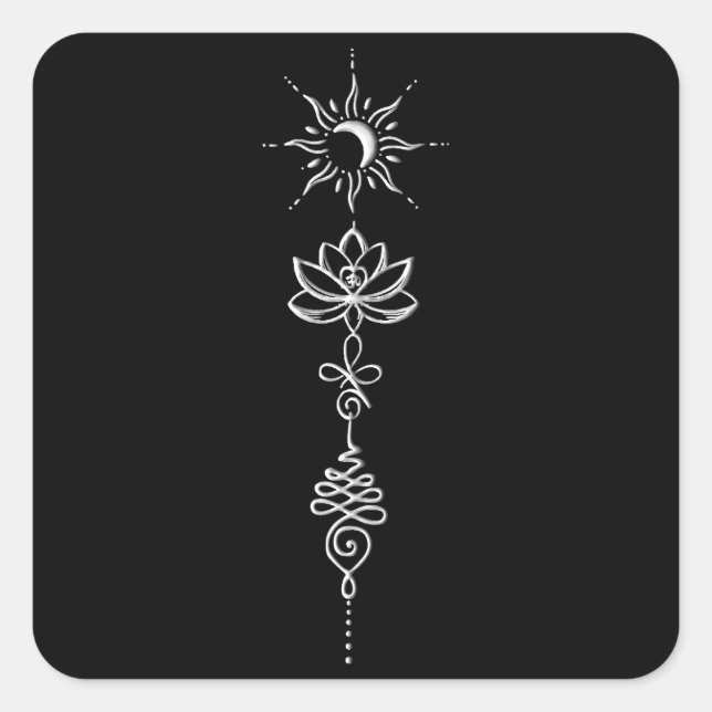 Sticker Carré Groupe Silver Unalome (Devant)