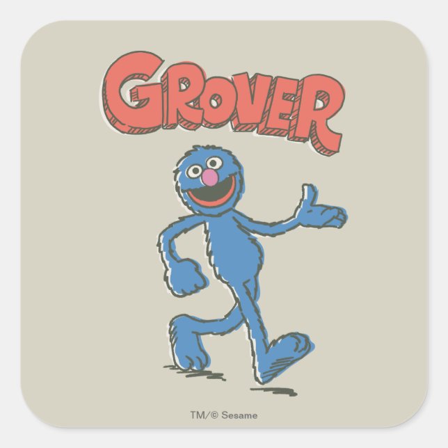 Sticker Carré Grover Enfants Vintage 2 (Devant)