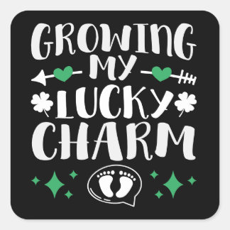Sticker Carré Growing My Lucky Charm Funny St Patrick's Day