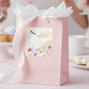 Sticker Carré  Grue couronnée pour la fête de mariage avec des a