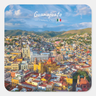 Sticker Carré Guanajuato, Mexique - Paysage urbain coloré