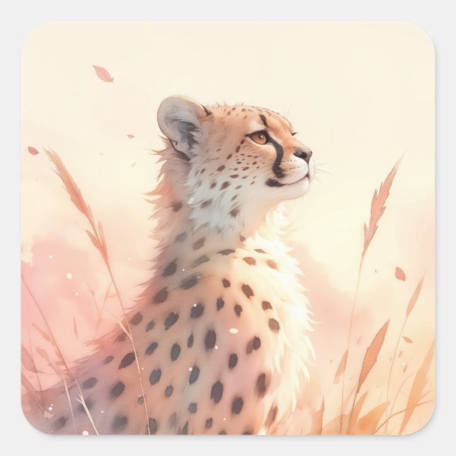 Sticker Carré Guépard dans la brise de la nature (Devant)