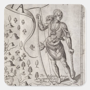 Sticker Carré Guerrier de Susquehannock, détail de la carte de V