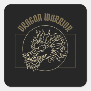 Sticker Carré Guerrier Dragon Vintage