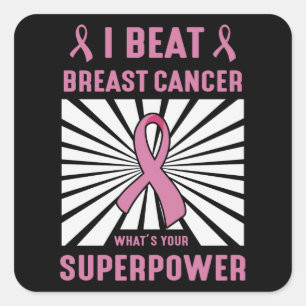 Sticker Carré Guerrier Fighter I Beat Breast Cancer Survivant