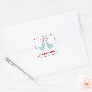 Sticker Carré Guiettes embrassant les poussins M. & Mme 1er Noël