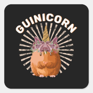Sticker Carré Guinicorne Guinée Cochon Unicorn