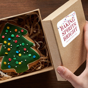 Sticker Carré Guirlande lumineuse « Holiday Baking Spirits Brigh