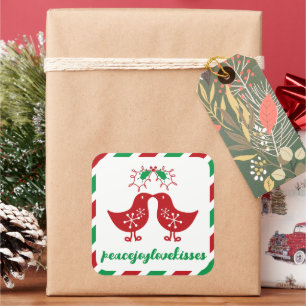 Sticker Carré Guiseppe sous le gui M & Mme 1er Noël