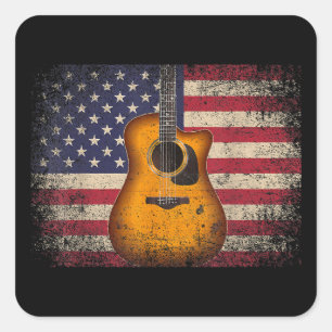 Sticker Carré Guitar 4th of July Venin American Flag USA - Count