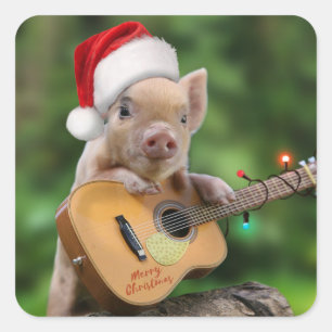 Sticker Carré guitar de Christmas