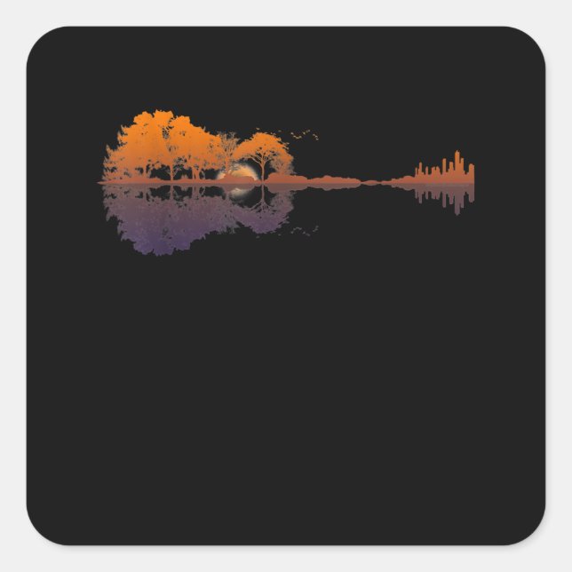 Sticker Carré Guitar Lake Shadow (Devant)