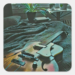 Sticker Carré Guitare acoustique