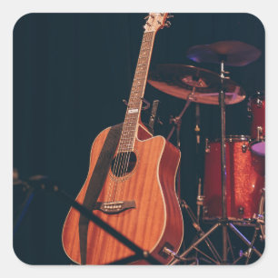 Sticker Carré Guitare acoustique cool