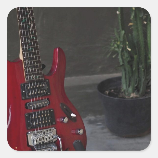 Sticker Carré Guitare acoustique cool (Devant)