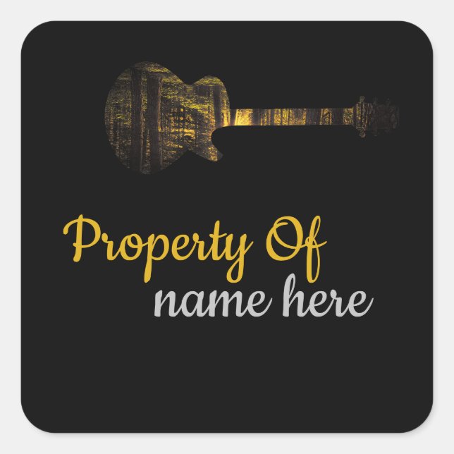 Sticker Carré Guitare Acoustique Logo Personnalisé  (Devant)