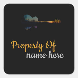 Sticker Carré Guitare Acoustique Logo Personnalisé