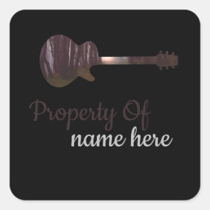 Sticker Carré Guitare Acoustique Logo Personnalisé 