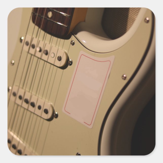 Sticker Carré Guitare acoustique mignonne (Devant)