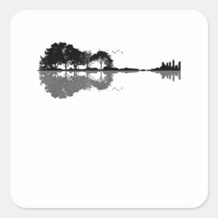Sticker Carré Guitare acoustique Nature Est Musique Basse Guitar