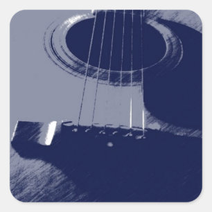 Sticker Carré Guitare bleue