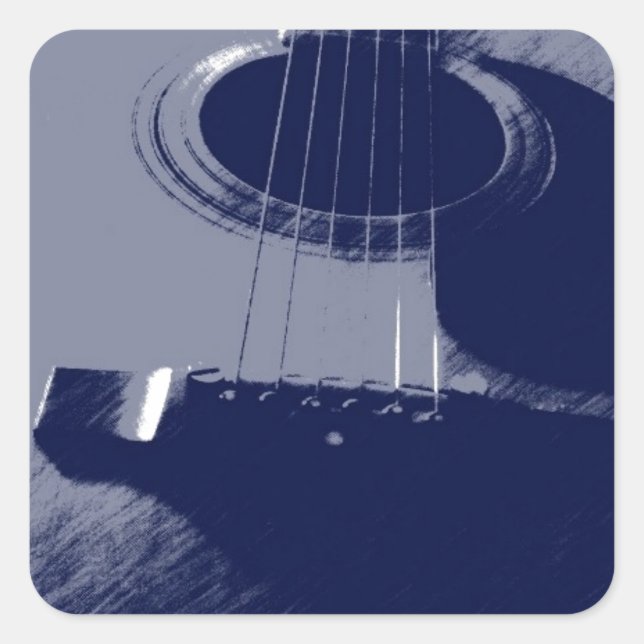Sticker Carré Guitare bleue (Devant)