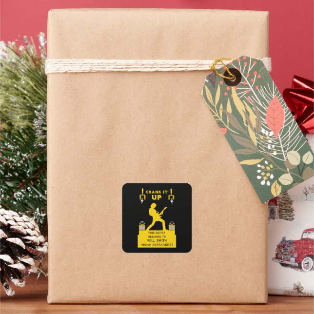 Sticker Carré Guitare Coque Identification des biens (vacances)