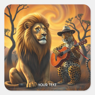 Sticker Carré Guitare Imaginaire Lion Tiger