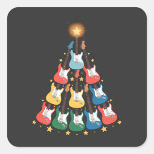 Sticker Carré Guitare Instruments de musique électrique Arbre de