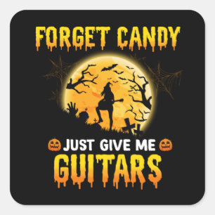 Sticker Carré Guitare Jouer Sorcière Oublier Bonbons Juste Me Do