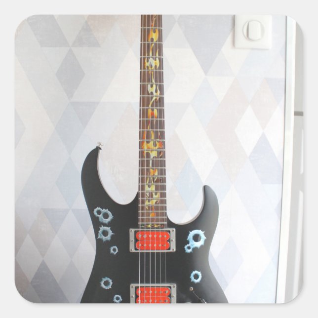 Sticker Carré Guitare mignonne (Devant)