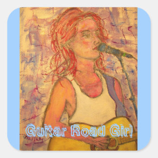 Sticker Carré Guitare Road Girl