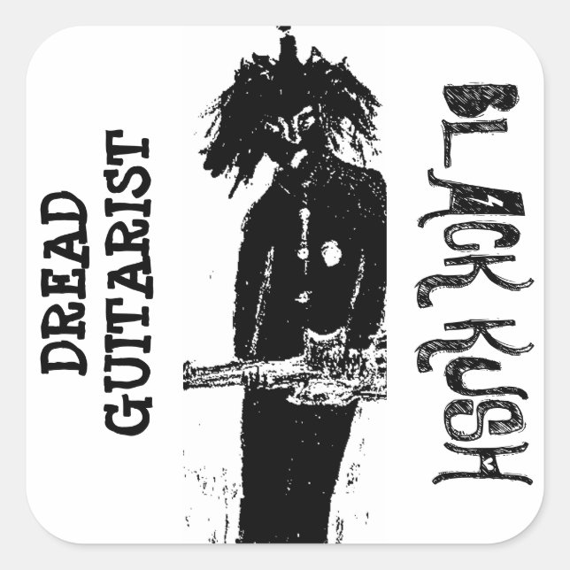 Sticker Carré GUITARISTE D'ÉPouvante BLACK KUSH (Devant)