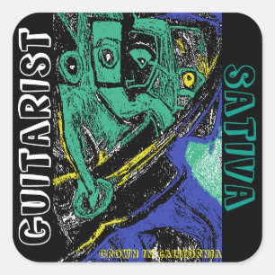 Sticker Carré Guitariste KUSH